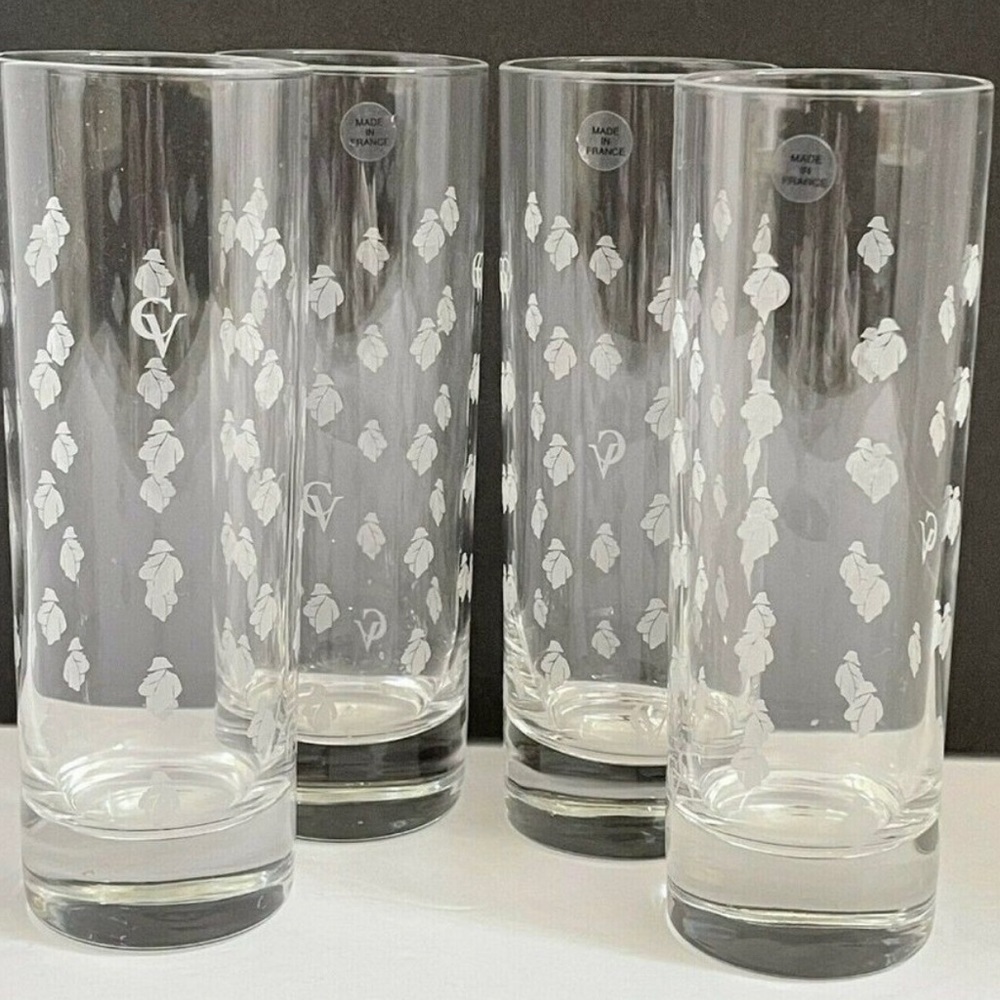 Set of 4 Courvoisier 6” Highball Etched Glass
